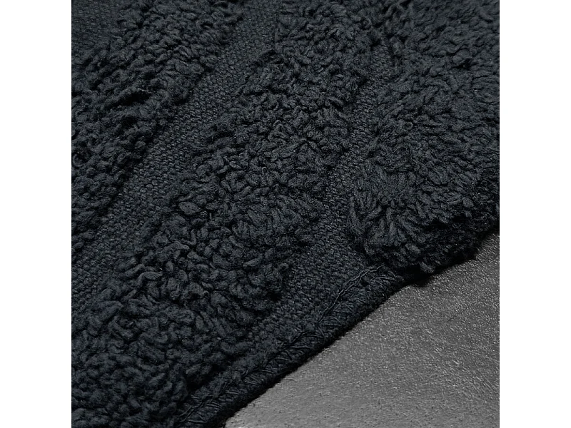 Tapis de salle de bain 40 x 60 cm en coton gris avec motifs - WALDO