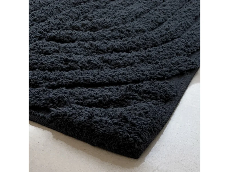 Tapis de salle de bain 40 x 60 cm en coton gris avec motifs - WALDO