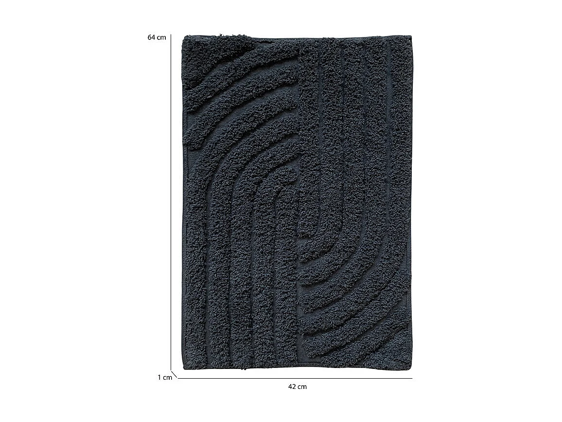Tapis de salle de bain 40 x 60 cm en coton gris avec motifs - WALDO