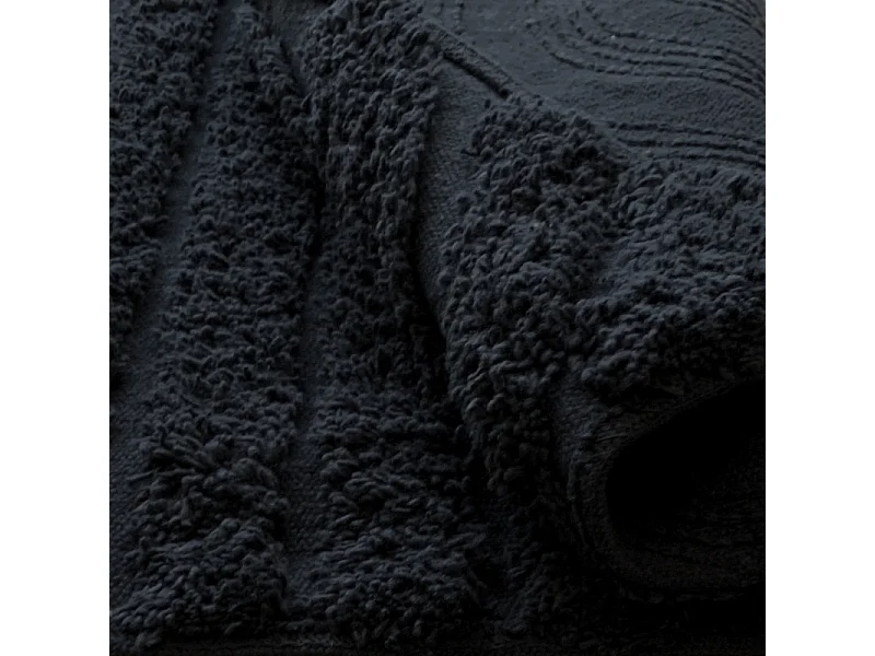 Tapis de salle de bain 40 x 60 cm en coton gris avec motifs - WALDO