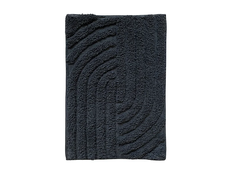 Tapis de salle de bain 40 x 60 cm en coton gris avec motifs - WALDO