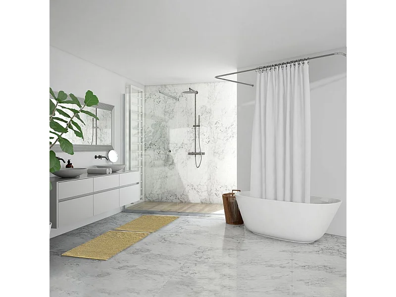 Lot 2 tapis de salle de bain 40 x 60 cm en coton jaune clair - PEPPO