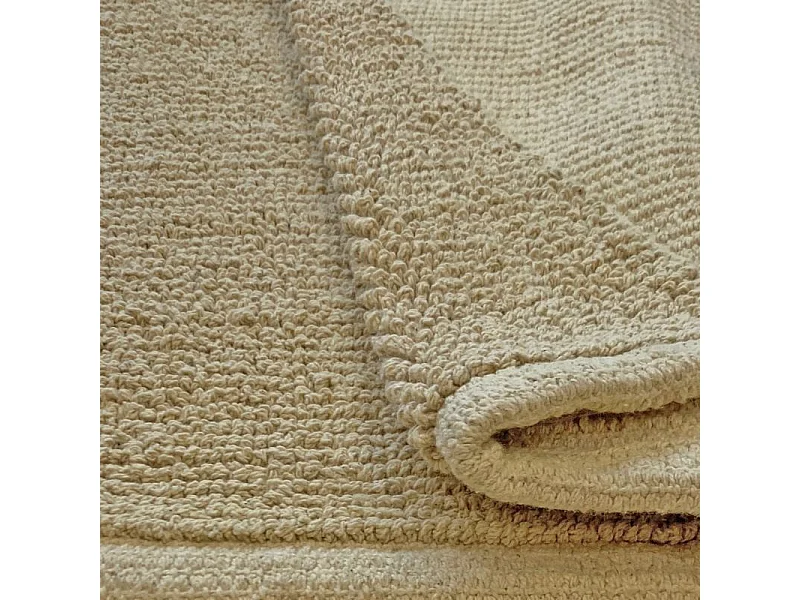 Lot 2 tapis de salle de bain 40 x 60 cm en coton jaune clair - PEPPO