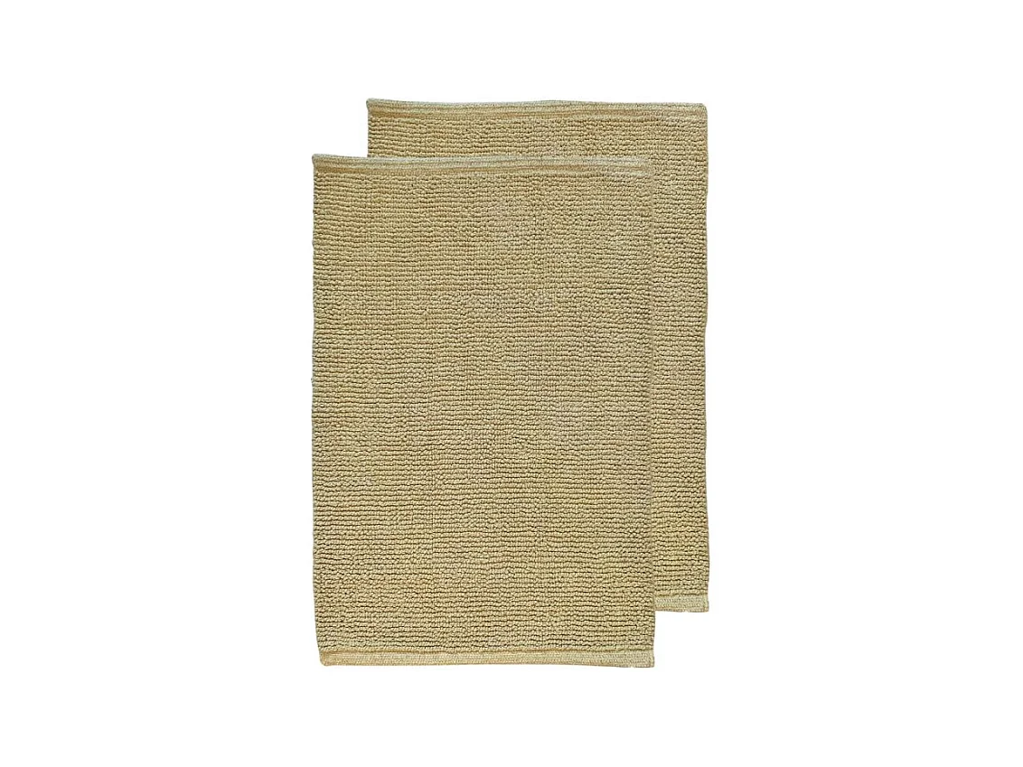 Lot 2 tapis de salle de bain 40 x 60 cm en coton jaune clair - PEPPO