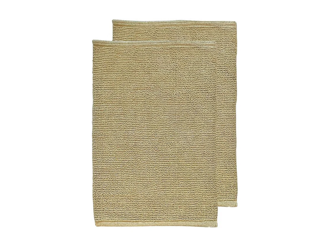 Lot 2 tapis de salle de bain 40 x 60 cm en coton jaune clair - PEPPO