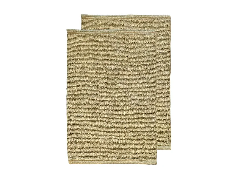 Lot 2 tapis de salle de bain 40 x 60 cm en coton jaune clair - PEPPO