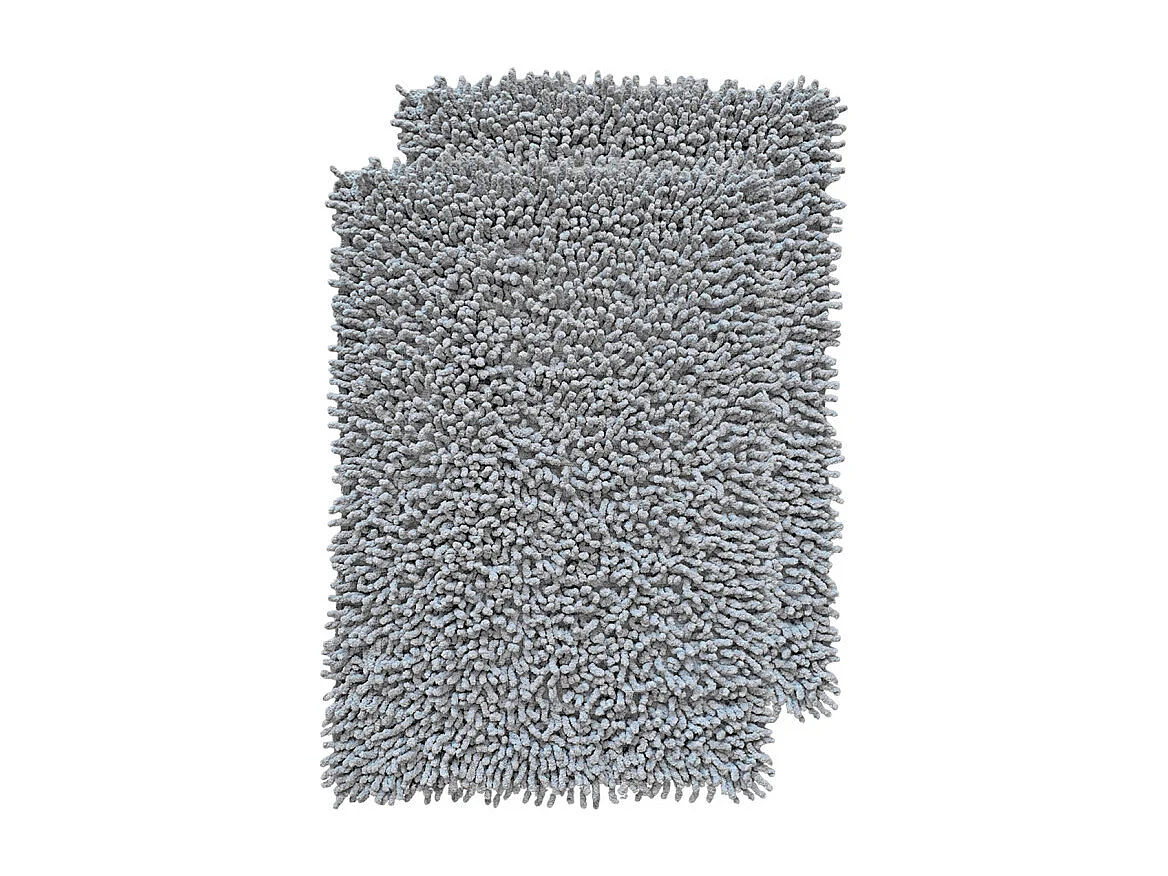 Lot 2 tapis de salle de bain 40 x 60 cm coton chenille gris - NAPOLEON