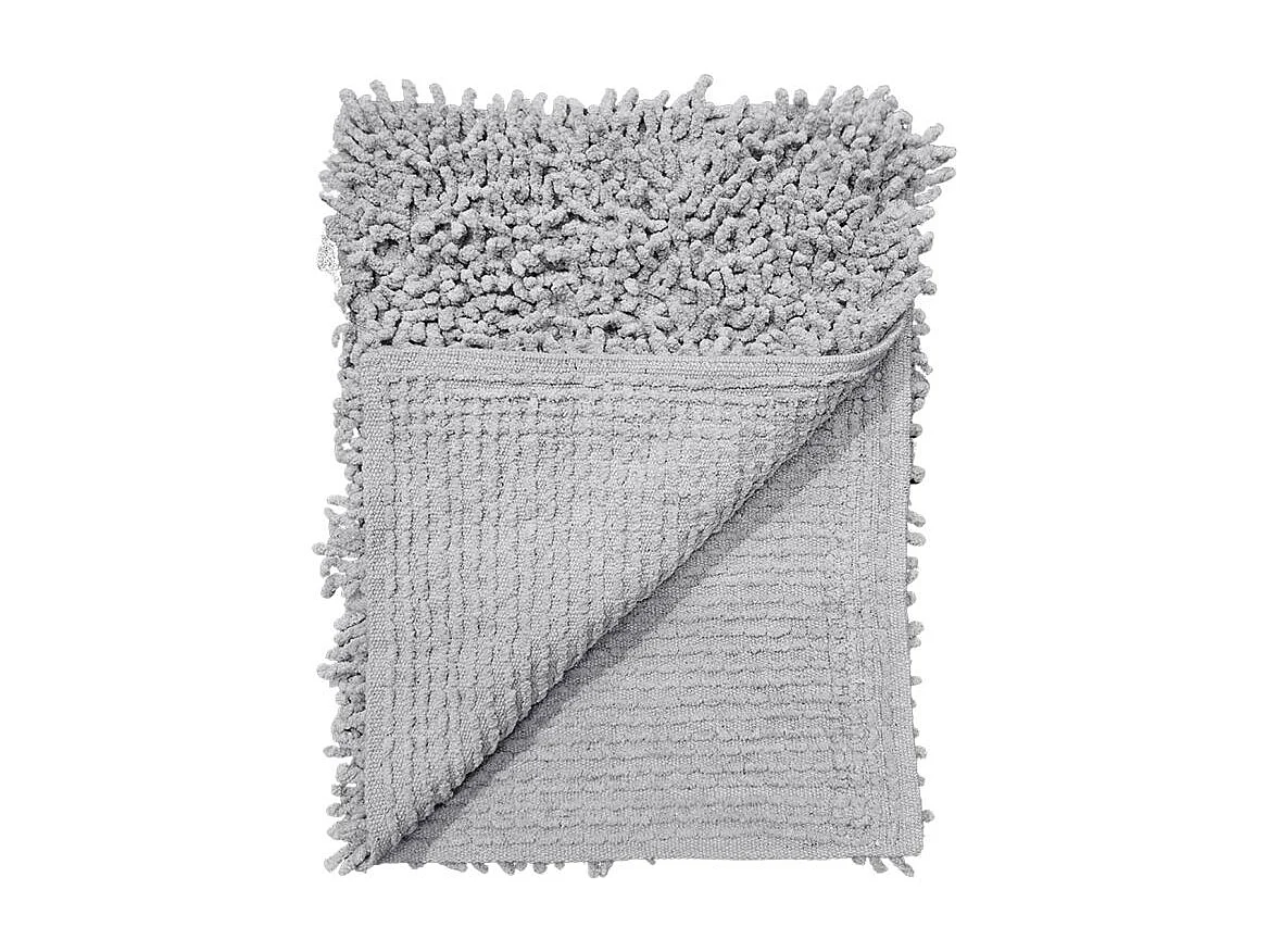 Lot 2 tapis de salle de bain 40 x 60 cm coton chenille gris - NAPOLEON