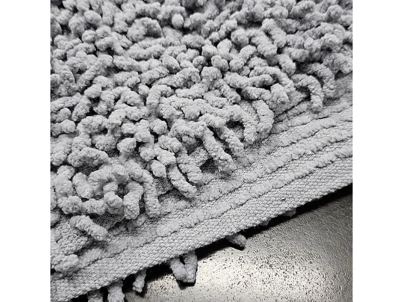 Lot 2 tapis de salle de bain 40 x 60 cm coton chenille gris - NAPOLEON