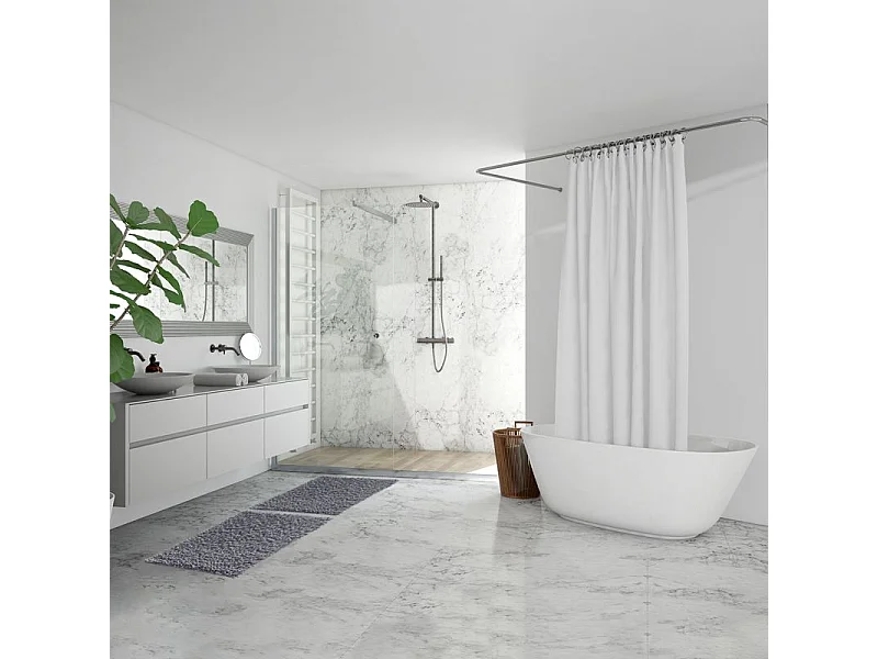 Lot 2 tapis de salle de bain 40 x 60 cm coton chenille gris - NAPOLEON