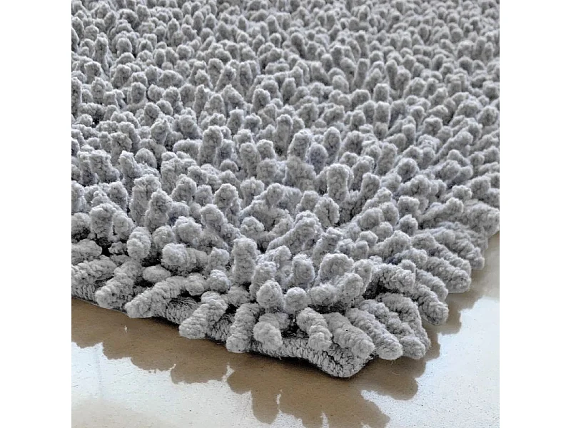 Lot 2 tapis de salle de bain 40 x 60 cm coton chenille gris - NAPOLEON