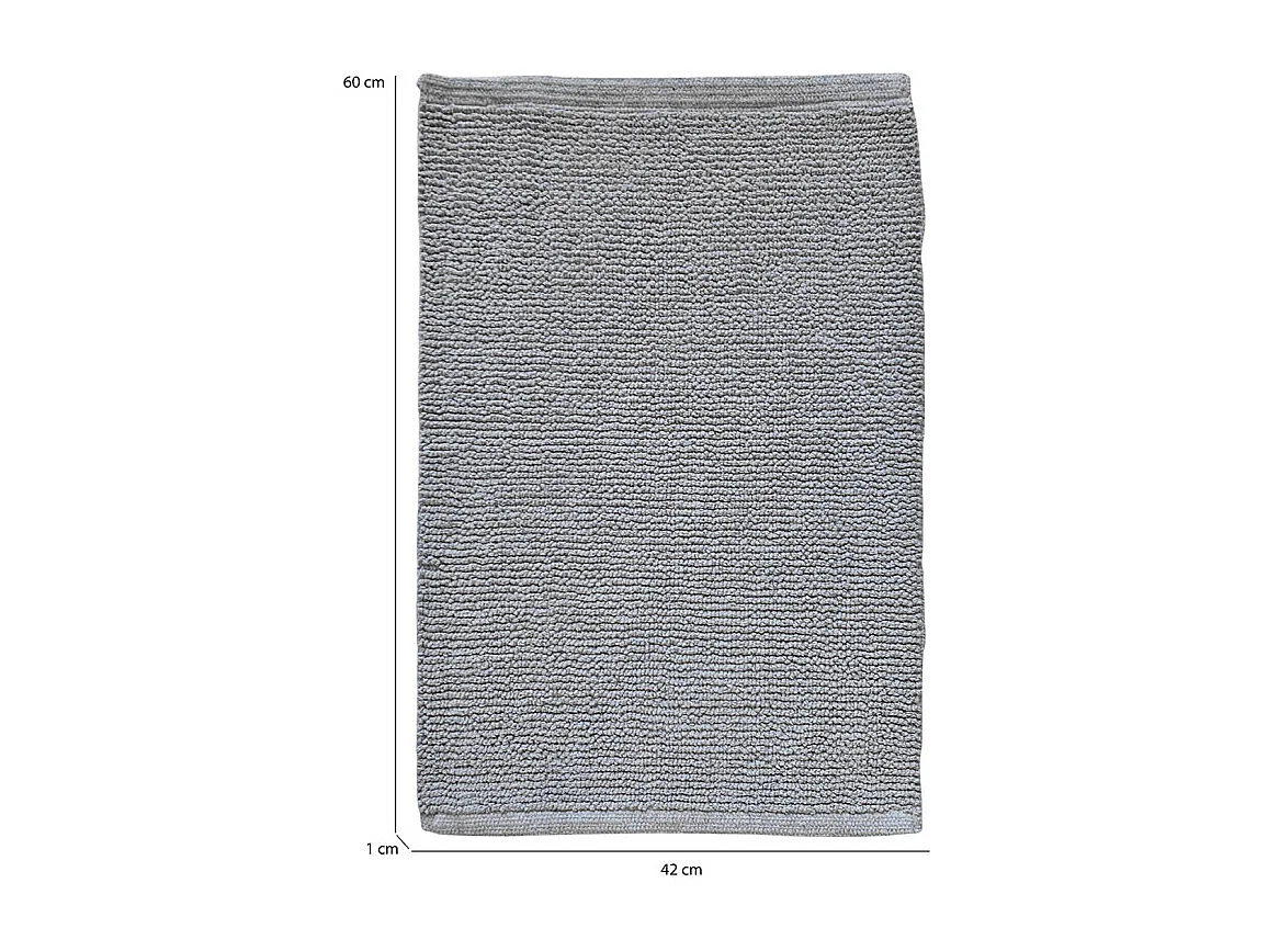 Tapis de salle de bain 40 x 60 cm en coton gris - PEPPO