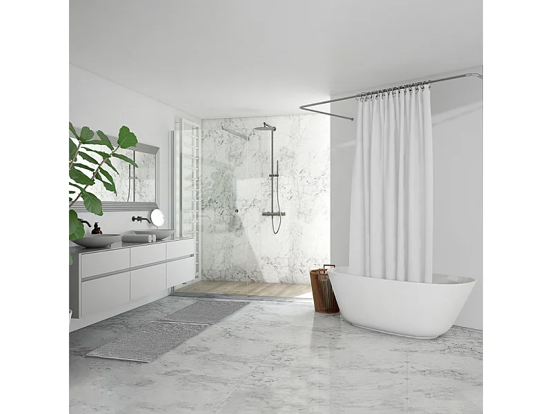 Tapis de salle de bain 40 x 60 cm en coton gris - PEPPO