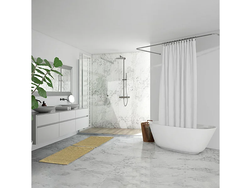 Tapis de salle de bain 40 x 60 cm en coton jaune clair - PEPPO