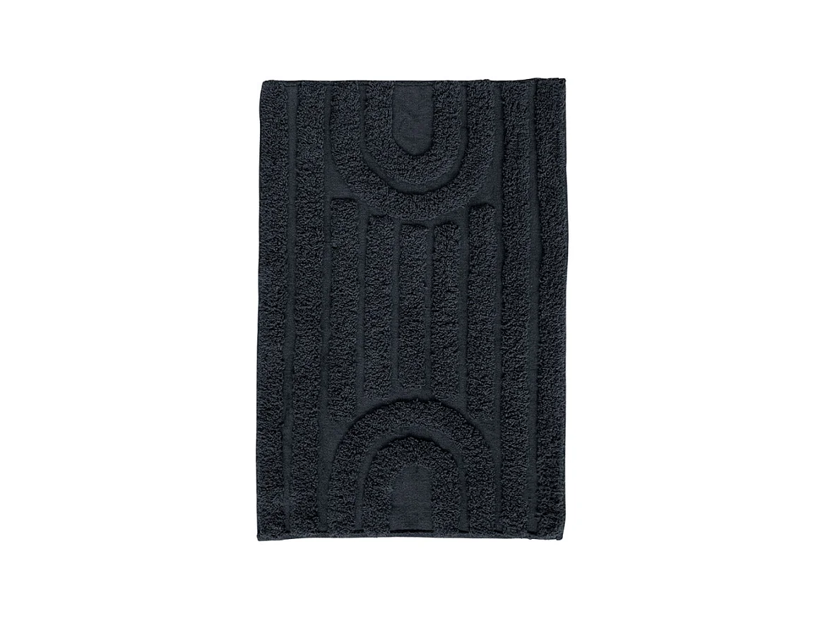 Tapis de salle de bain 40 x 60 cm en coton gris avec motifs - GEORGES