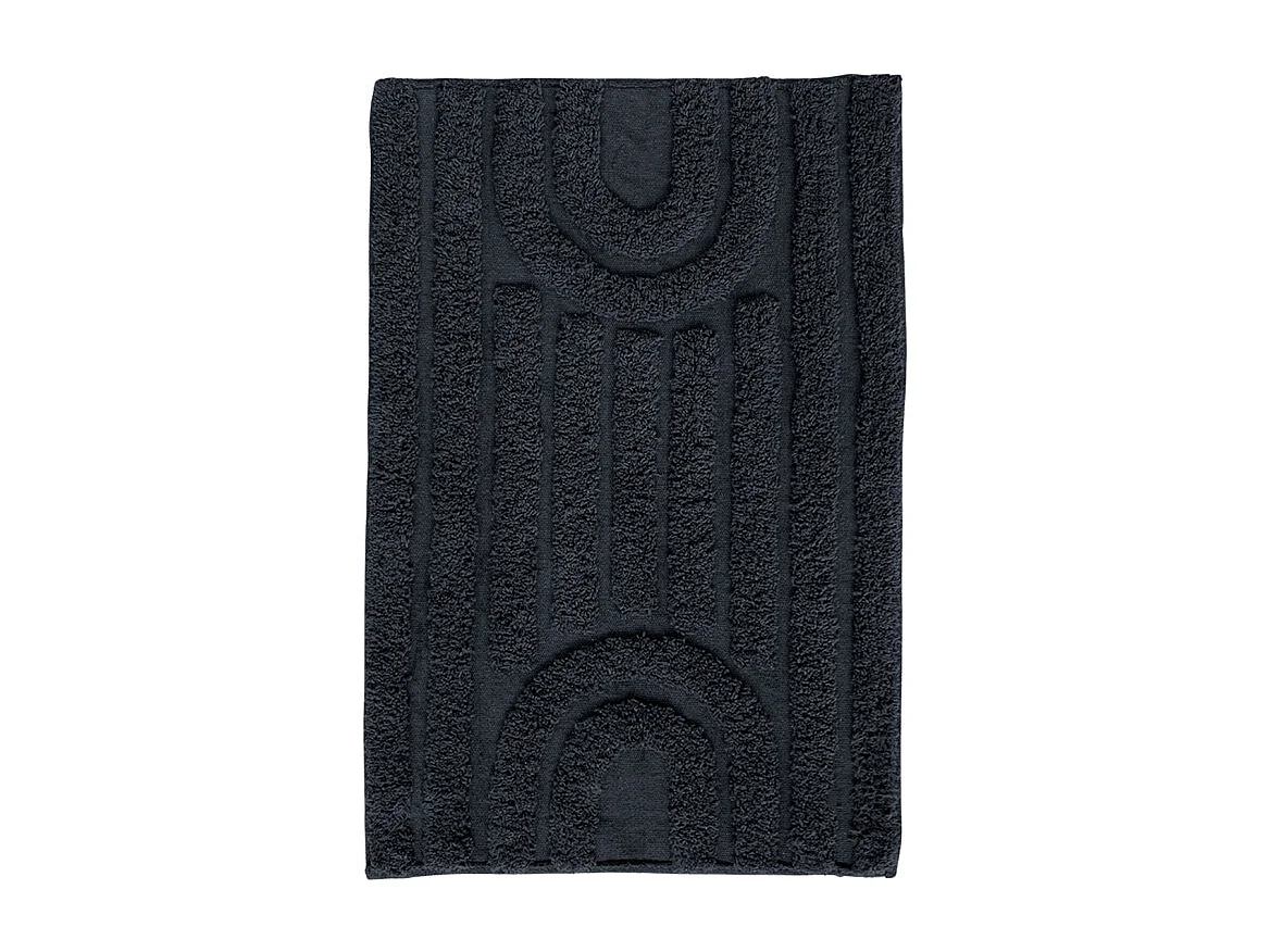 Tapis de salle de bain 40 x 60 cm en coton gris avec motifs - GEORGES