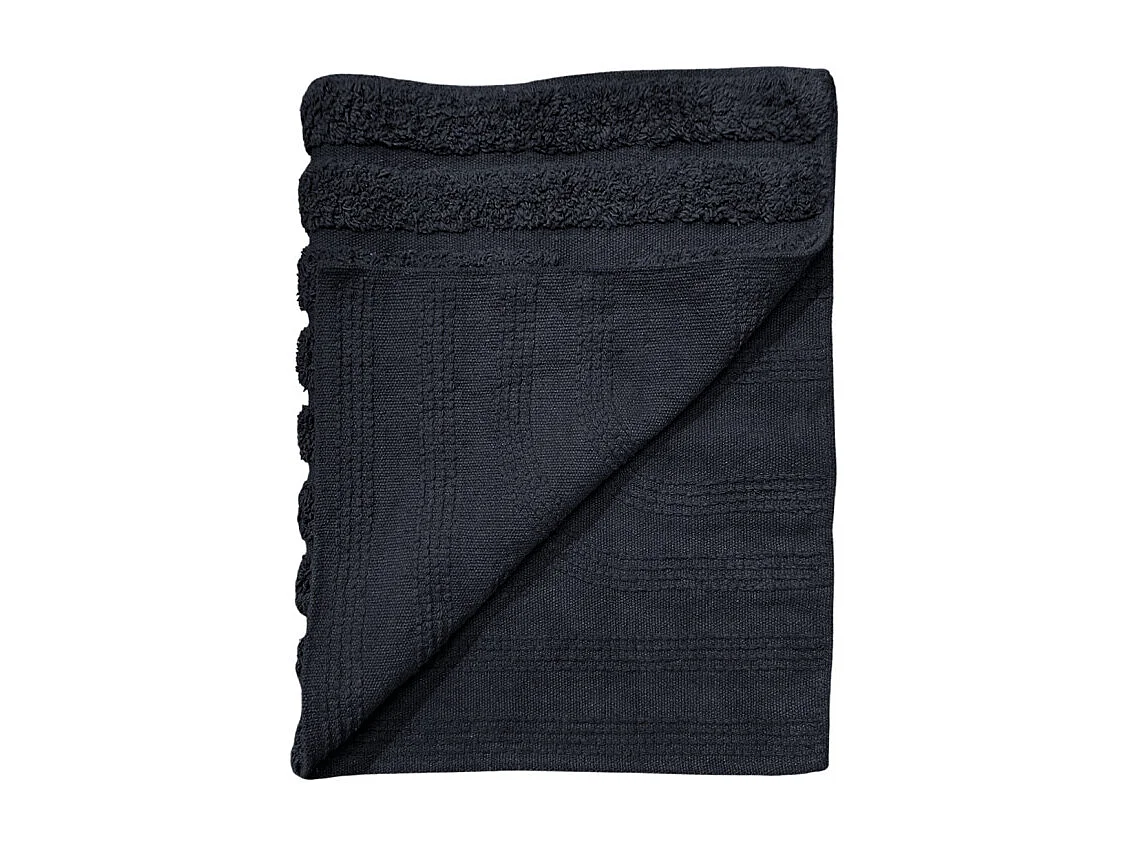 Tapis de salle de bain 40 x 60 cm en coton gris avec motifs - GEORGES