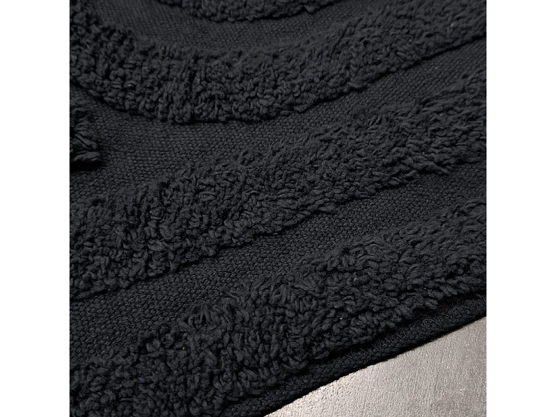 Tapis de salle de bain 40 x 60 cm en coton gris avec motifs - GEORGES