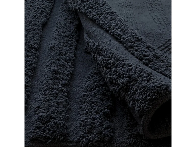 Tapis de salle de bain 40 x 60 cm en coton gris avec motifs - GEORGES