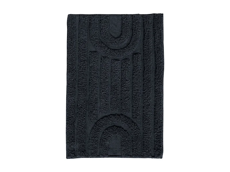 Tapis de salle de bain 40 x 60 cm en coton gris avec motifs - GEORGES