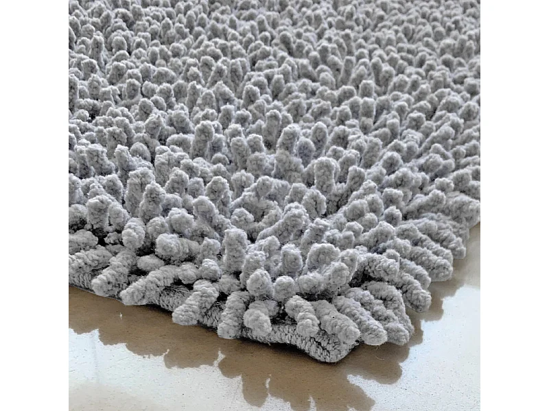 Tapis de salle de bain 40 x 60 cm en coton chenille gris - NAPOLEON