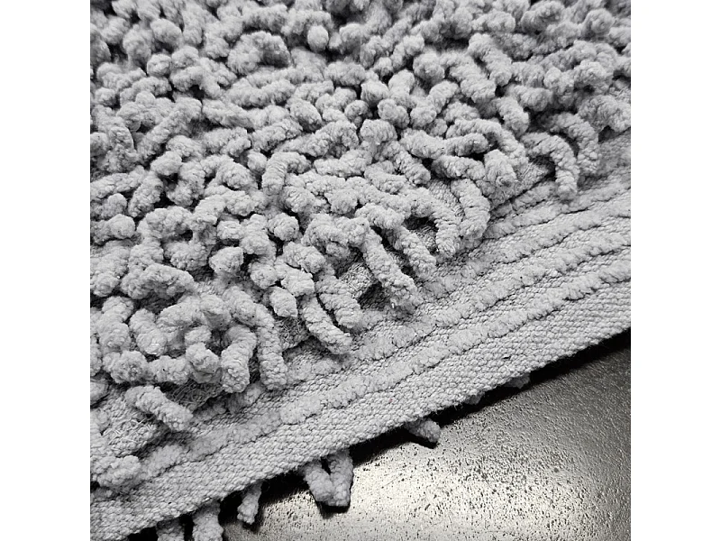 Tapis de salle de bain 40 x 60 cm en coton chenille gris - NAPOLEON