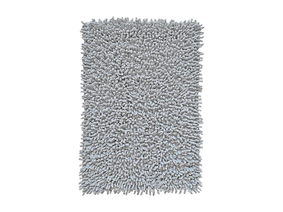 Tapis de salle de bain 40 x 60 cm en coton chenille gris - NAPOLEON
