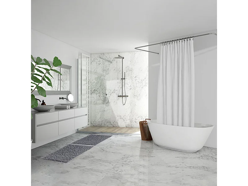 Tapis de salle de bain 40 x 60 cm en coton chenille gris - NAPOLEON