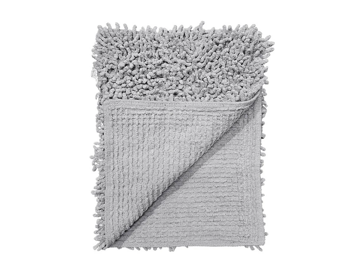 Tapis de salle de bain 40 x 60 cm en coton chenille gris - NAPOLEON