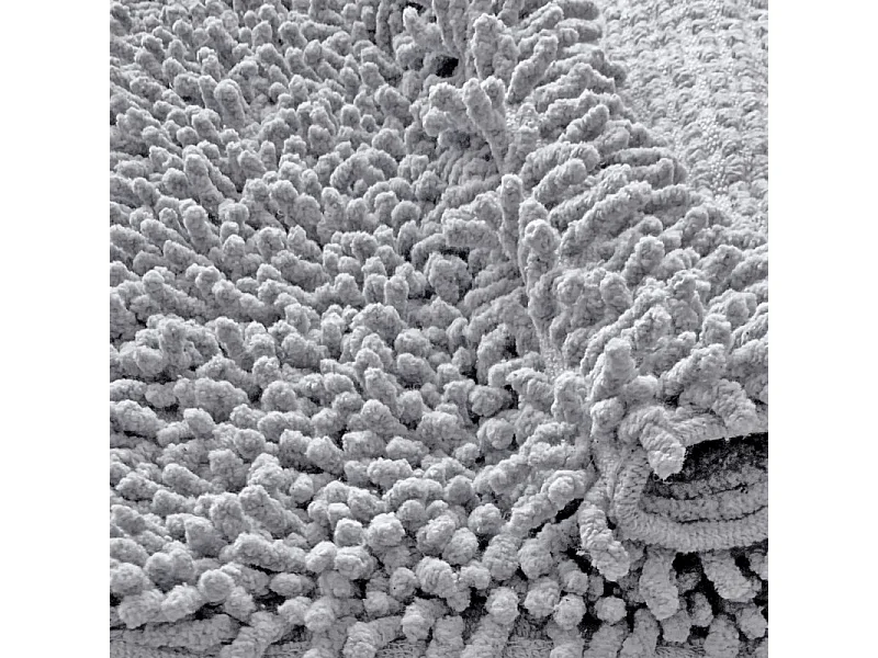 Tapis de salle de bain 40 x 60 cm en coton chenille gris - NAPOLEON