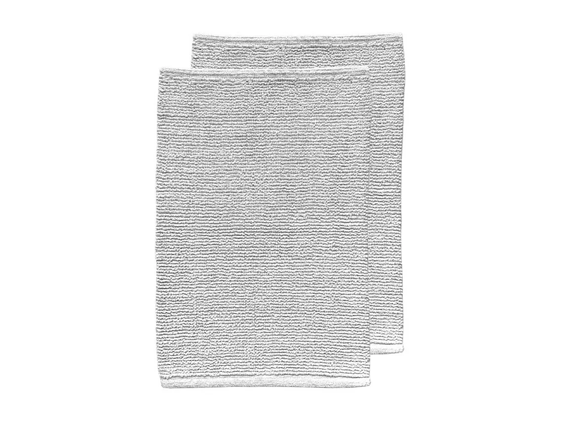 Lot de 2 tapis de salle de bain 40 x 60 cm en coton blanc - PEPPO