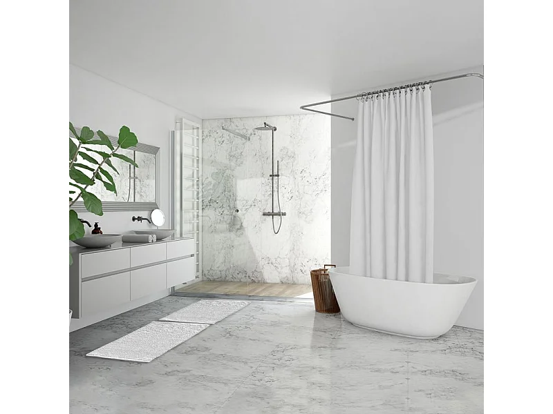Lot de 2 tapis de salle de bain 40 x 60 cm en coton blanc - PEPPO