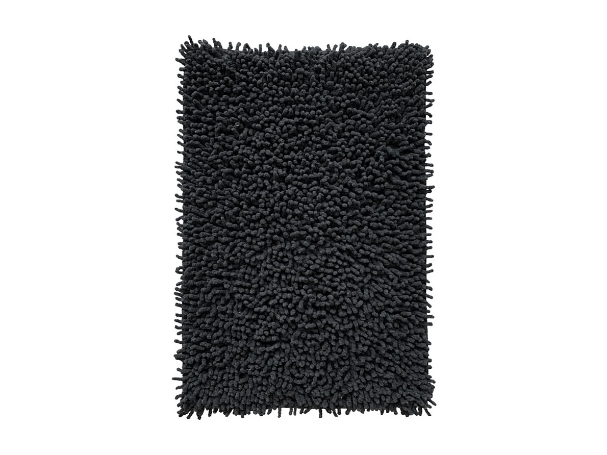 Tapis de salle de bain 40 x 60 cm coton chenille anthracite - NAPOLEON