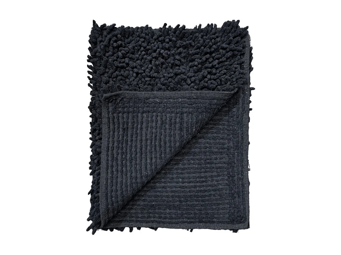 Tapis de salle de bain 40 x 60 cm coton chenille anthracite - NAPOLEON