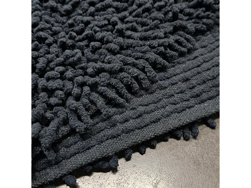 Tapis de salle de bain 40 x 60 cm coton chenille anthracite - NAPOLEON