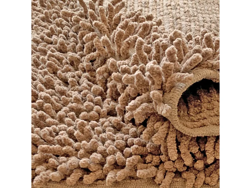 Tapis de salle de bain 40 x 60 cm en coton chenille beige - NAPOLEON