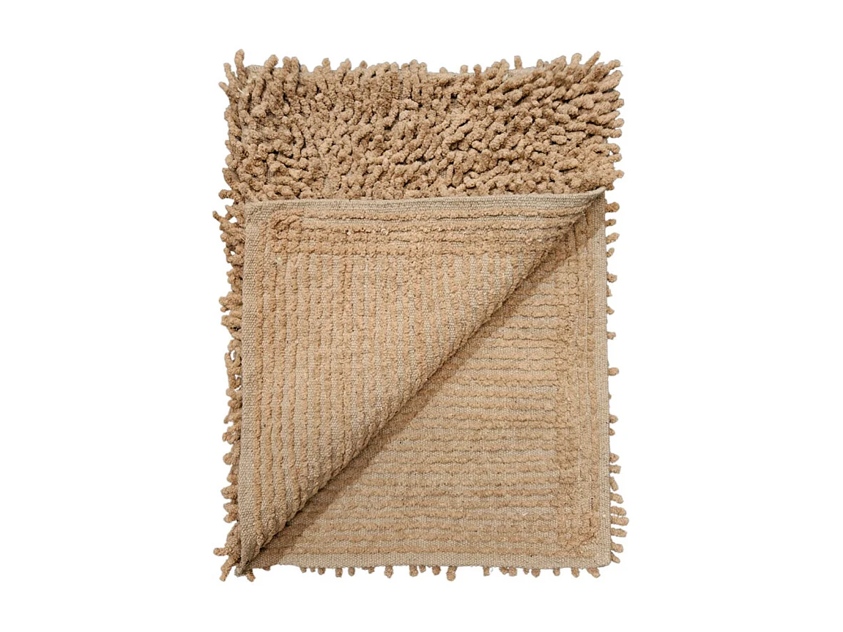 Tapis de salle de bain 40 x 60 cm en coton chenille beige - NAPOLEON
