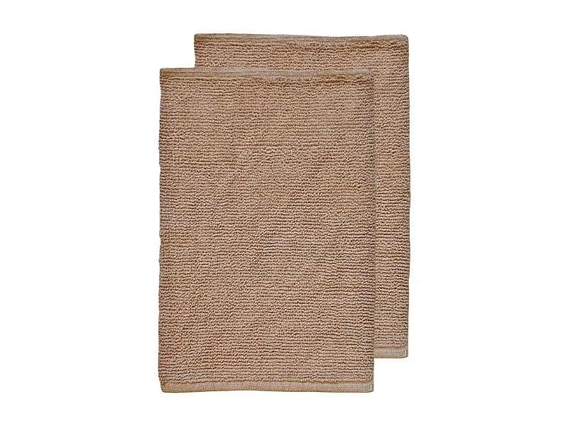 Lot de 2 tapis de salle de bain 40 x 60 cm en coton beige - PEPPO