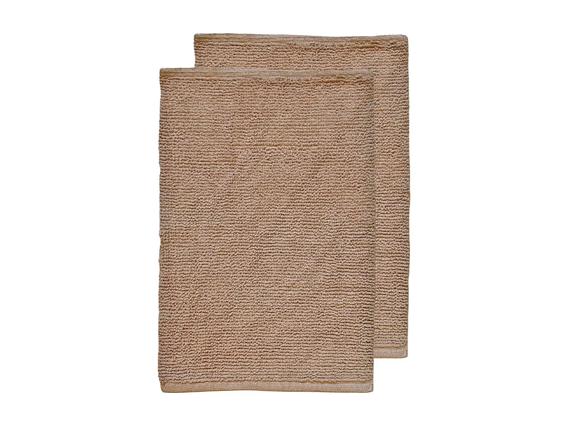 Lot de 2 tapis de salle de bain 40 x 60 cm en coton beige - PEPPO