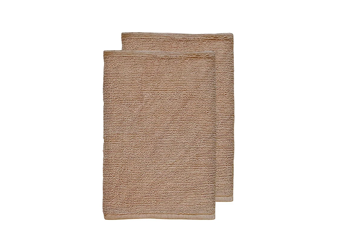 Lot de 2 tapis de salle de bain 40 x 60 cm en coton beige - PEPPO