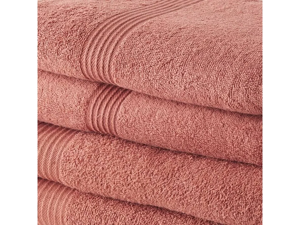 2 Serviettes de Bain 50 x 100 cm + 2 Draps de Bain 70 x 130 cm Terracotta 100% coton