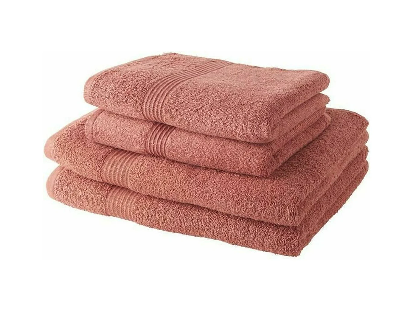 2 Serviettes de Bain 50 x 100 cm + 2 Draps de Bain 70 x 130 cm Terracotta 100% coton