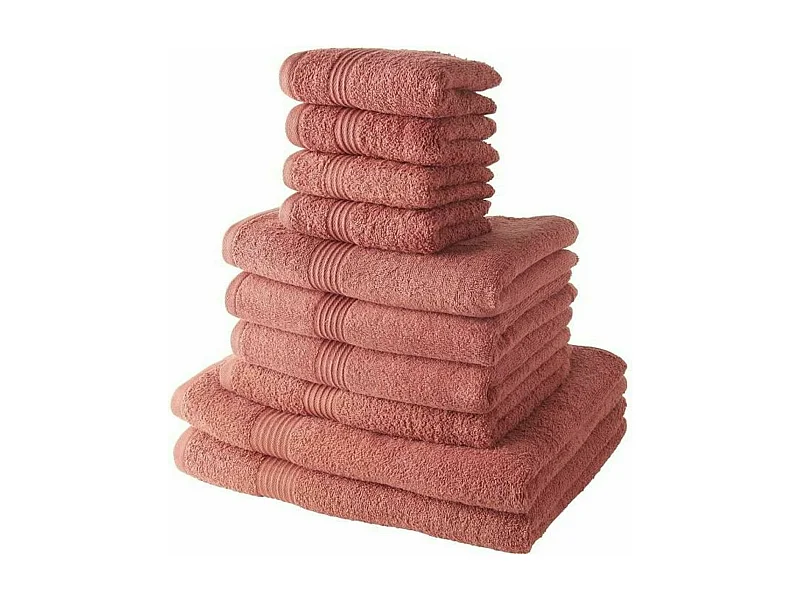 Set di Asciugamani in Cotone Terracotta - 4 Ospiti, 4 Bagno, 2 Teli - 450 GSM