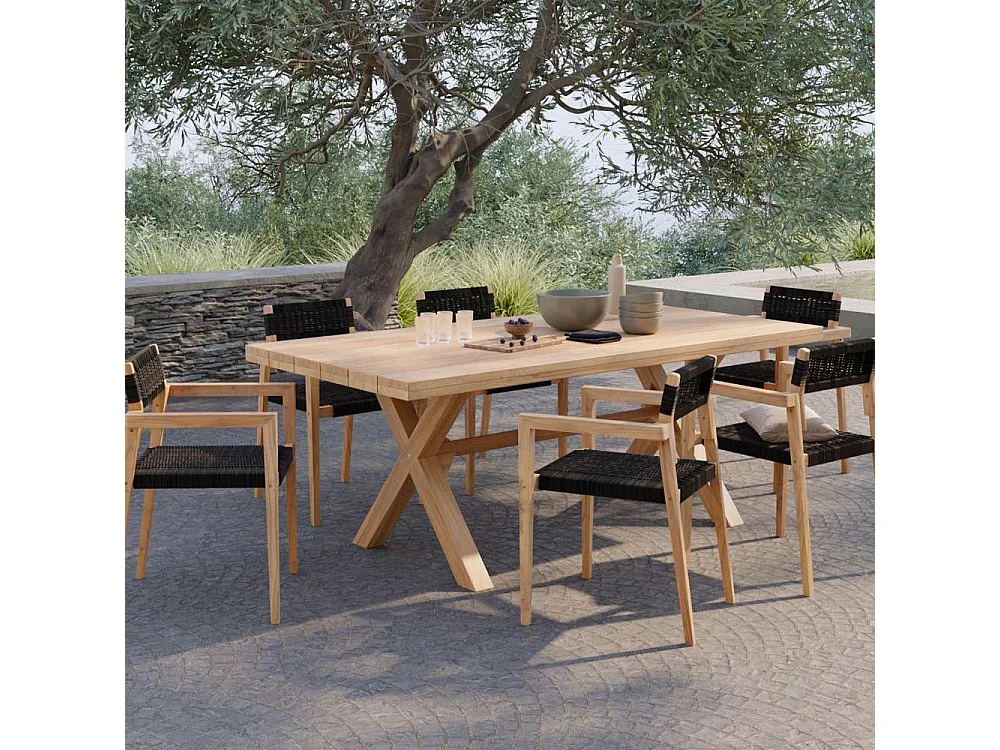 Set di tavolo e 6 sedie da giardino in legno di teak - Suri