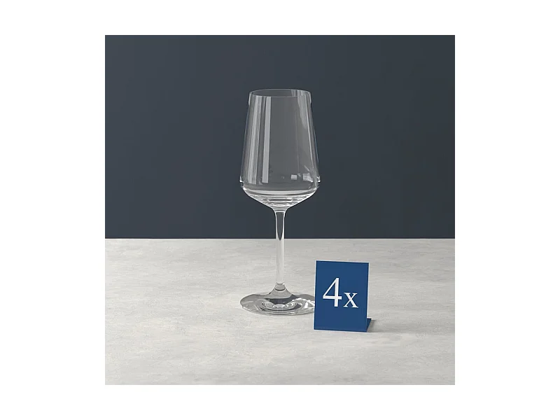 Set van 4 witte wijnglazen van kristal transparant 380 ml, Ovid