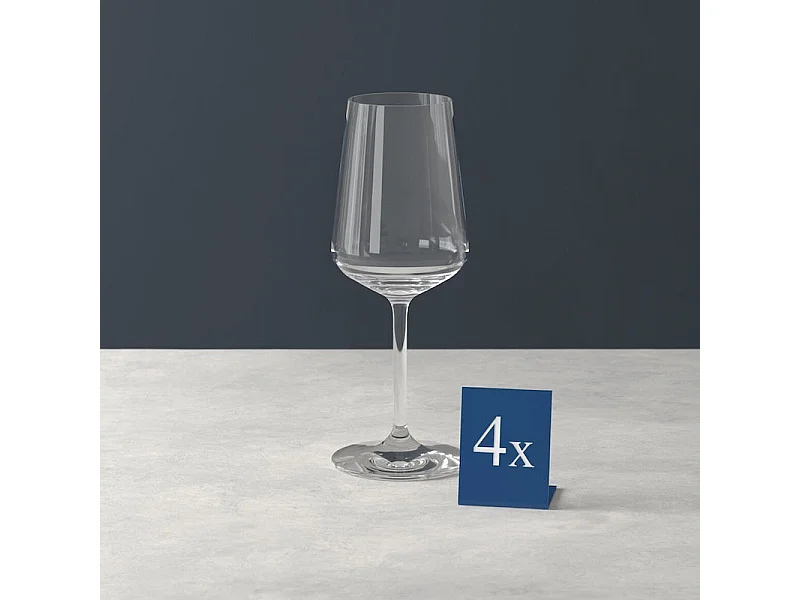 Conjunto de 4 cálices de vinho branco de cristal transparente 380 ml, Ovid