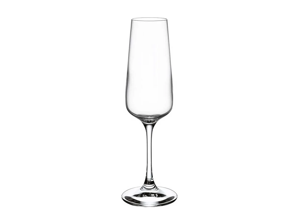 Set mit 12 Sektflöten aus Kristall transparent 250 ml, Ovid