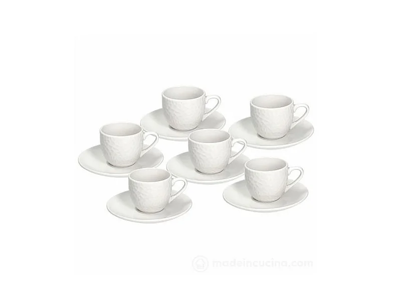 Juego de 6 tazas de café de porcelana blanca con platillo GOLF