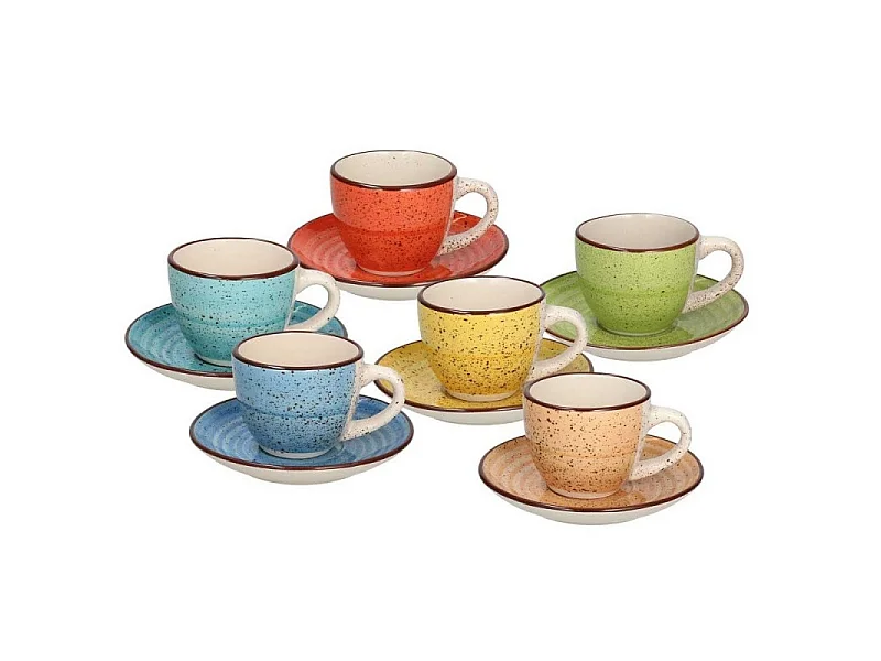 Juego de 6 tazas de café con platillos Louise Art Pepper