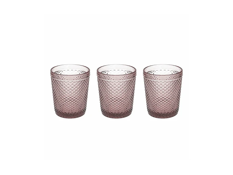 Set 3 Vasos Cyclamen 300 cc Diamante Cyclamen en cristal rosa
